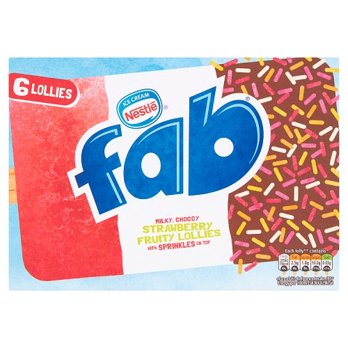 Nestle Fab Strawberry Ice Lollies 6pk pack shot