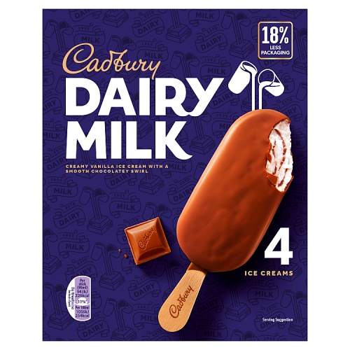 Cadbury Dairy Milk Sticks 4pk (4 x 90ml) pack shot