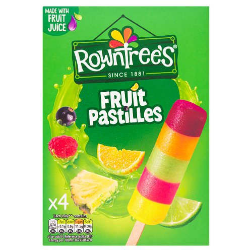 Rowntrees Fruit Pastilles Lollies 4pk pack shot
