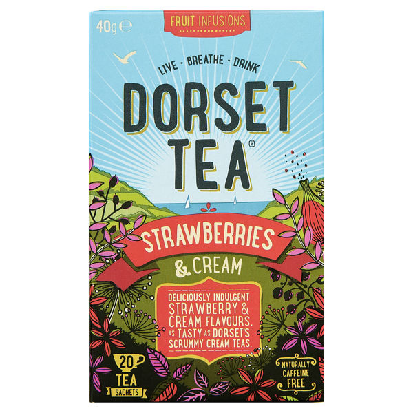 Dorset Tea Wild Strawberries & Cream Tea Bags 20s pack shot