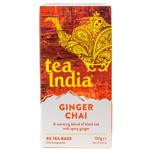 Tea India Ginger Chai Teabags 40s pack shot