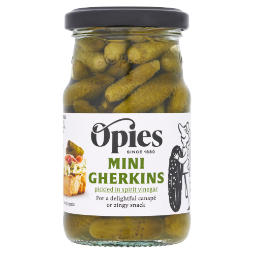 Opies Cocktail Gherkins 227g pack shot