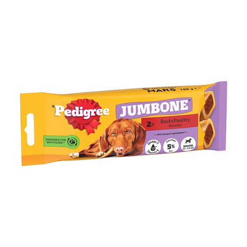 Pedigree Jumbone Medium Dog Treats With Beef & Poultry 2 Chews 180g pack shot