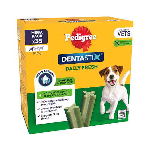 Pedigree Dentastix Fresh Daily Dental Chews Small Dog 35 Sticks pack shot