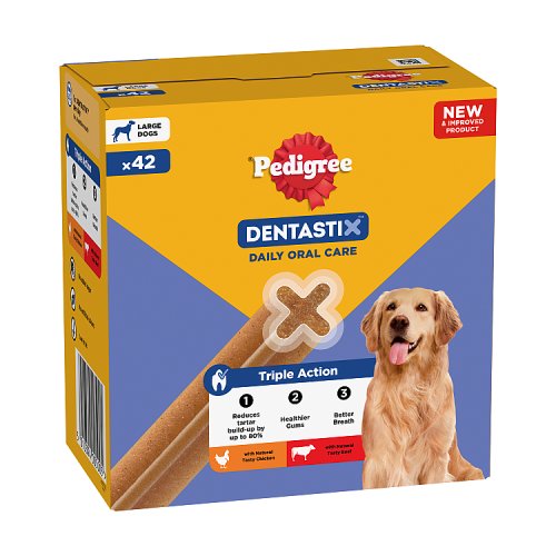Pedigree Dentastix Daily Dental Chews Large Dog 42 Sticks pack shot