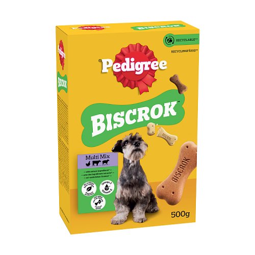 Pedigree Biscrok Biscuits Multi Mix Dog Treats 500g pack shot