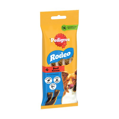 Pedigree Rodeo Dog Treats With Beef 4 Stick 70g pack shot