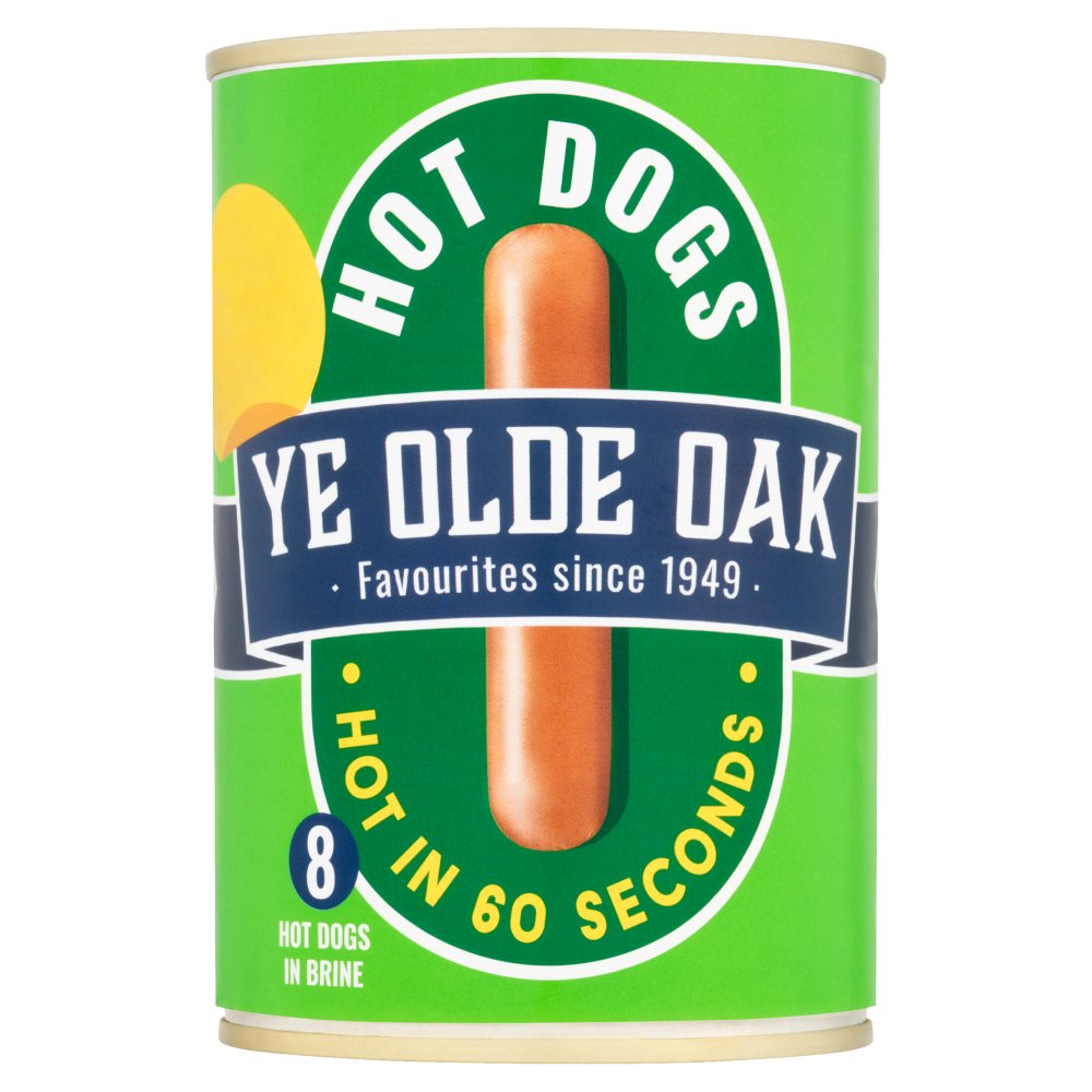Ye Olde Oak 8 Hot Dogs in Brine 400g PMP pack shot