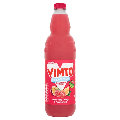 Vimto Raspberry Orange & Passionfruit Squash 1Ltr pack shot