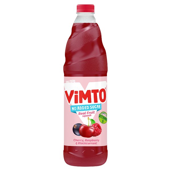 Vimto Cherry Raspberry & Blackcurrant Squash 1Ltr pack shot
