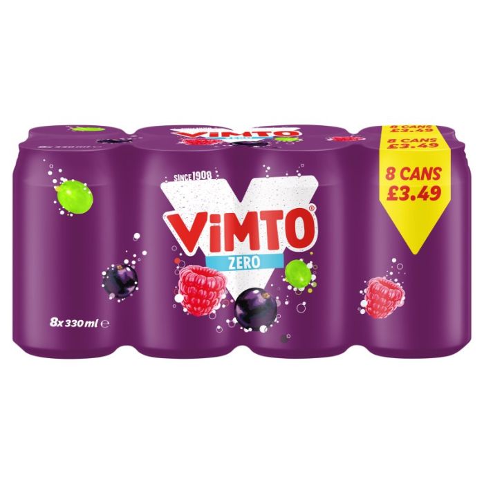 Vimto NAS PM £3.75 8pk (8 x 330ml) pack shot