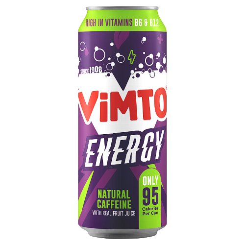 Vimto Energy Natural Caffeine & Real Fruit Juice 500ml pack shot