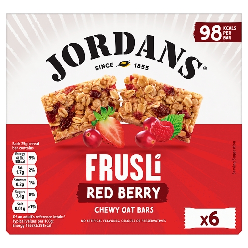 Jordans Frusli Red Berry Cereal Bars 6pk (6 x 30g) pack shot