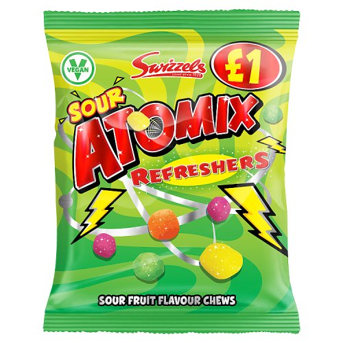 Swizzels Atomix Sour Refreshers PM £1 100g pack shot