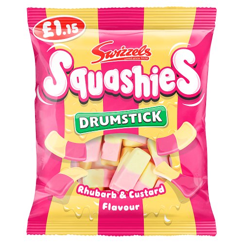 Swizzels Squashies Rhubarb & Custard PM £1.15 120g pack shot