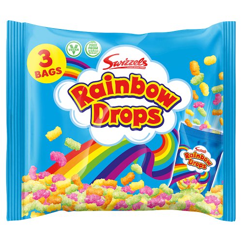 Swizzels Rainbow Drops Multibag 3s 96g pack shot