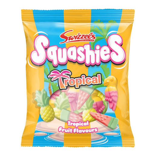Swizzels Squashies Tropical PM £1.15 100g pack shot