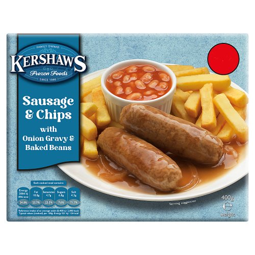 Kershaws Sausage & Chips PM £2.75 400g pack shot