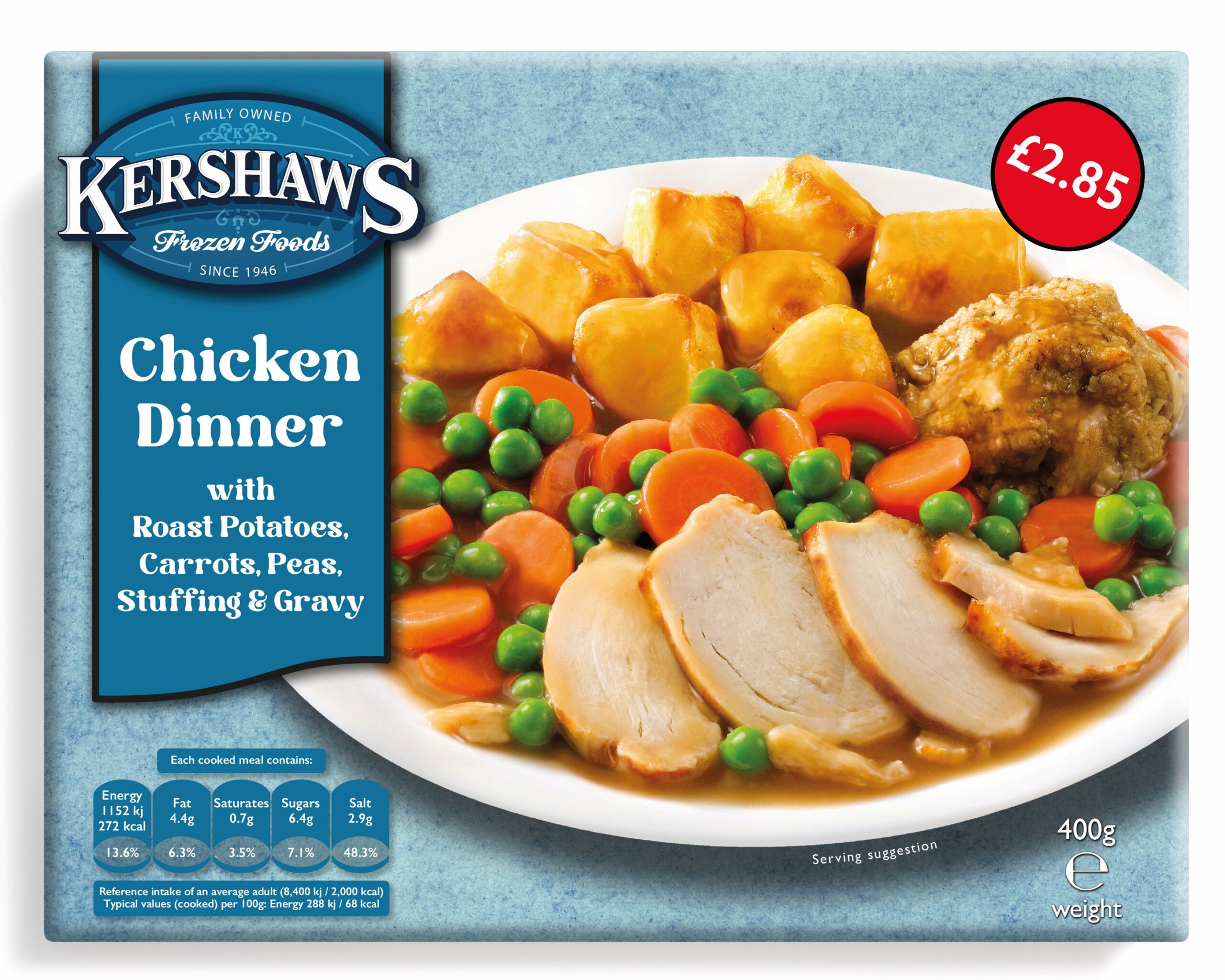 12 Kershaws Chicken Dinner £2.85 400g pack shot