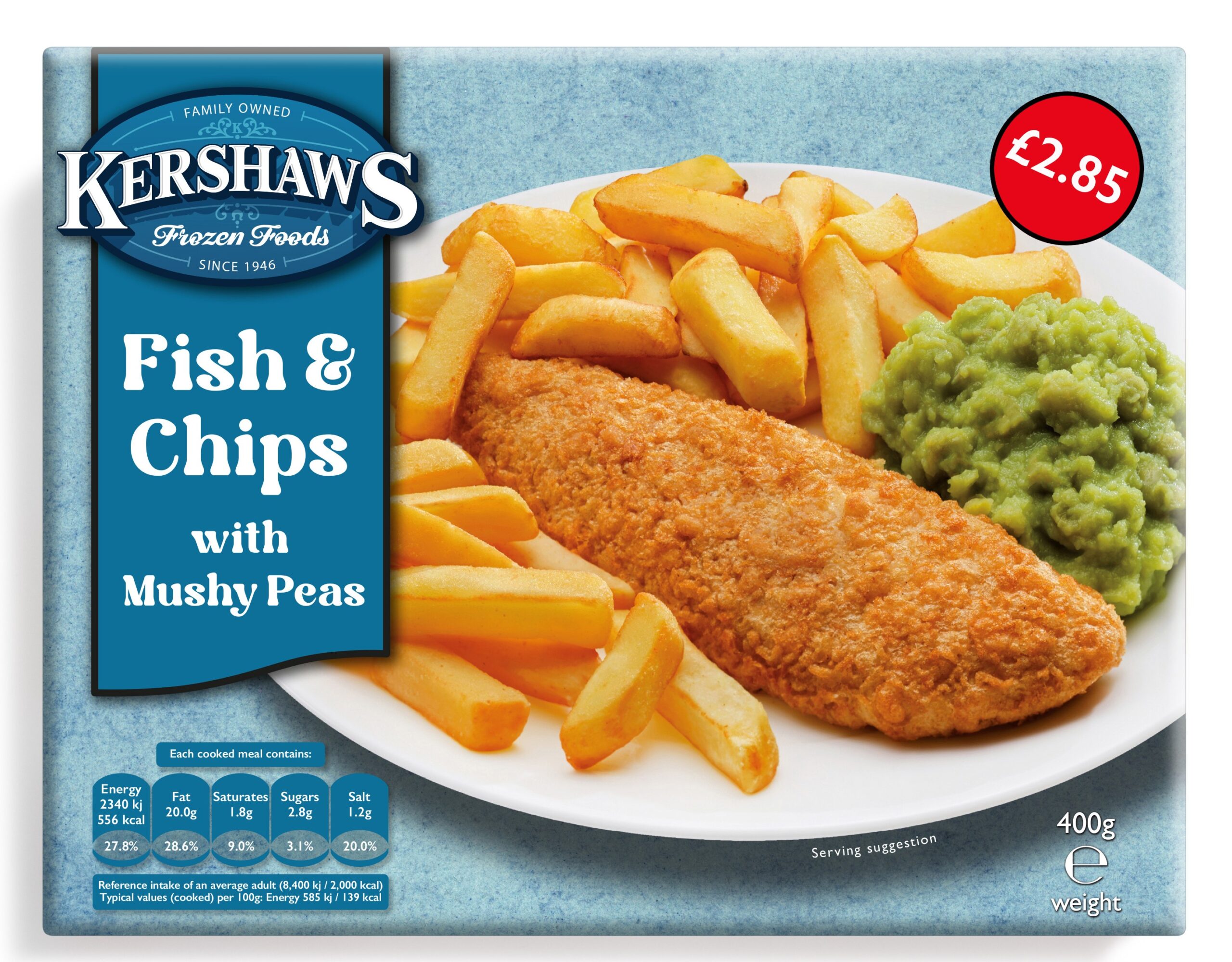 12 Kershaws Fish & Chips £2.85 400g pack shot