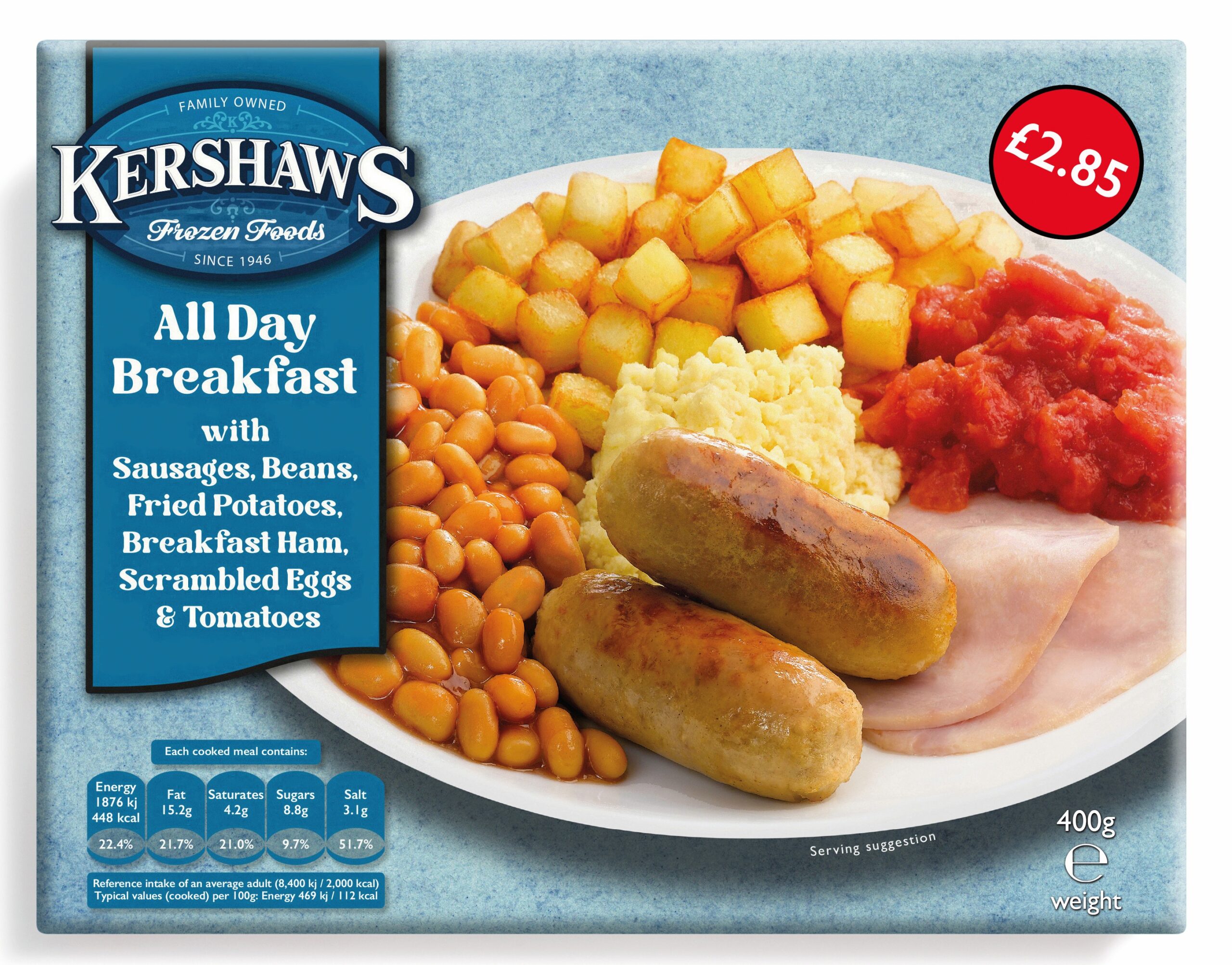 12 Kershaws All Day Breakfast £2.85 400g pack shot