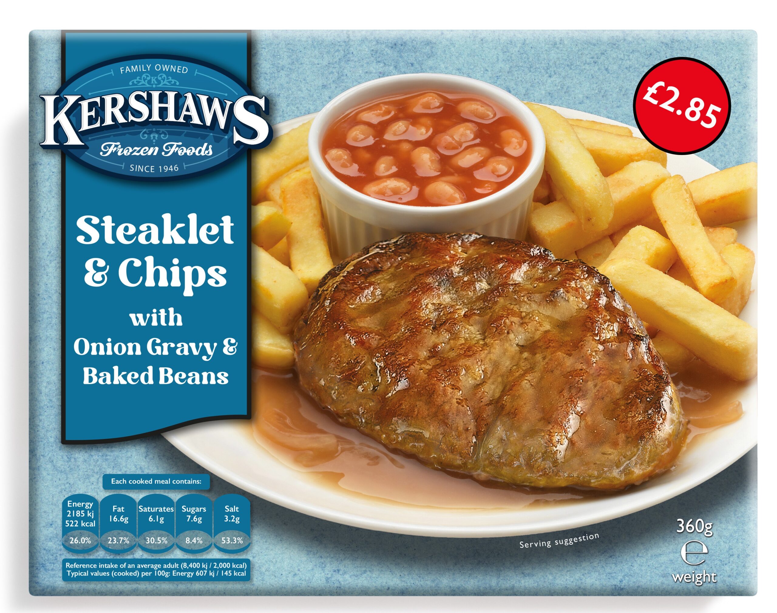 12 Kershaws Steaklet & Chips £2.85 360g pack shot