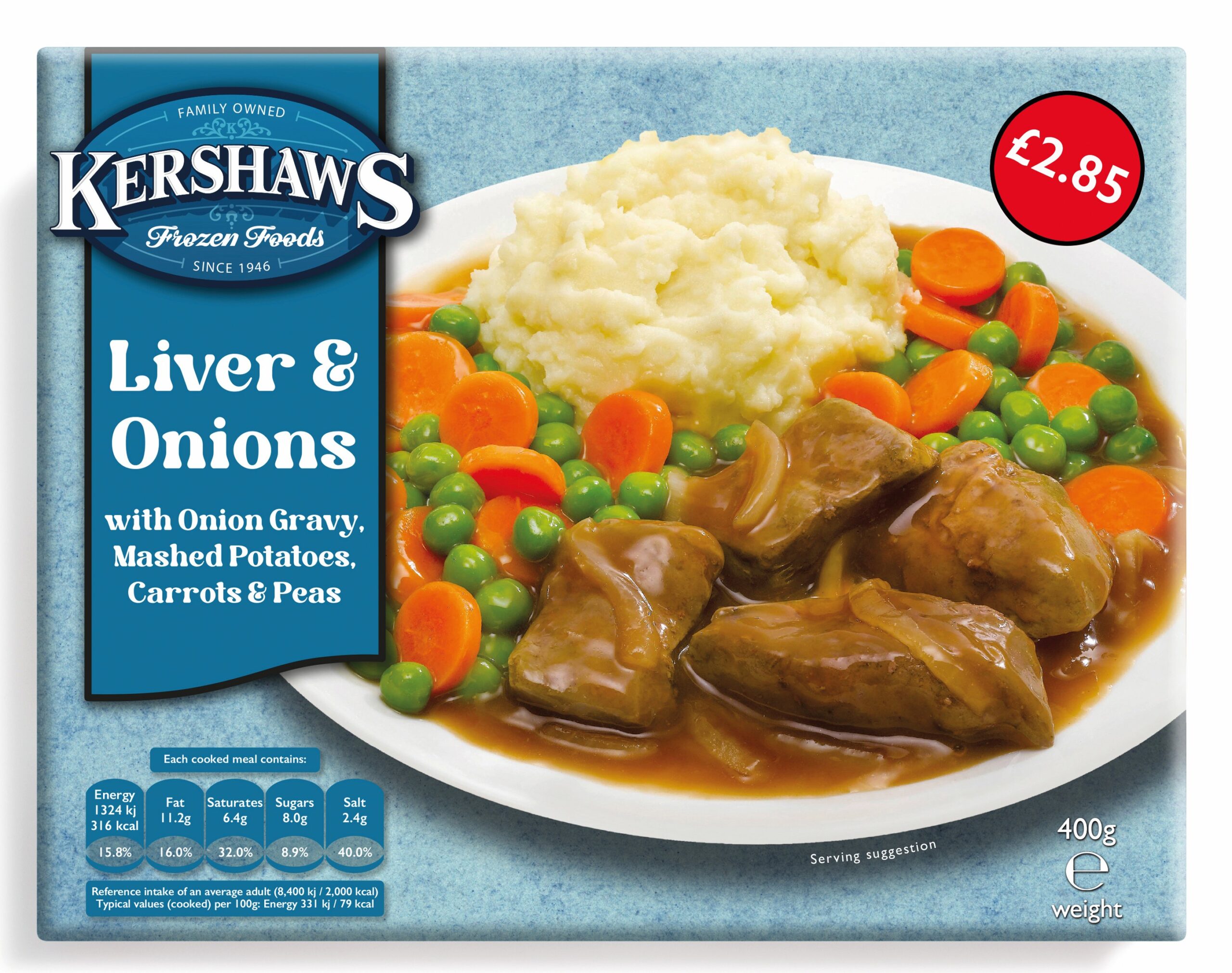 12 Kershaws Liver & Onions £2.85 400g pack shot