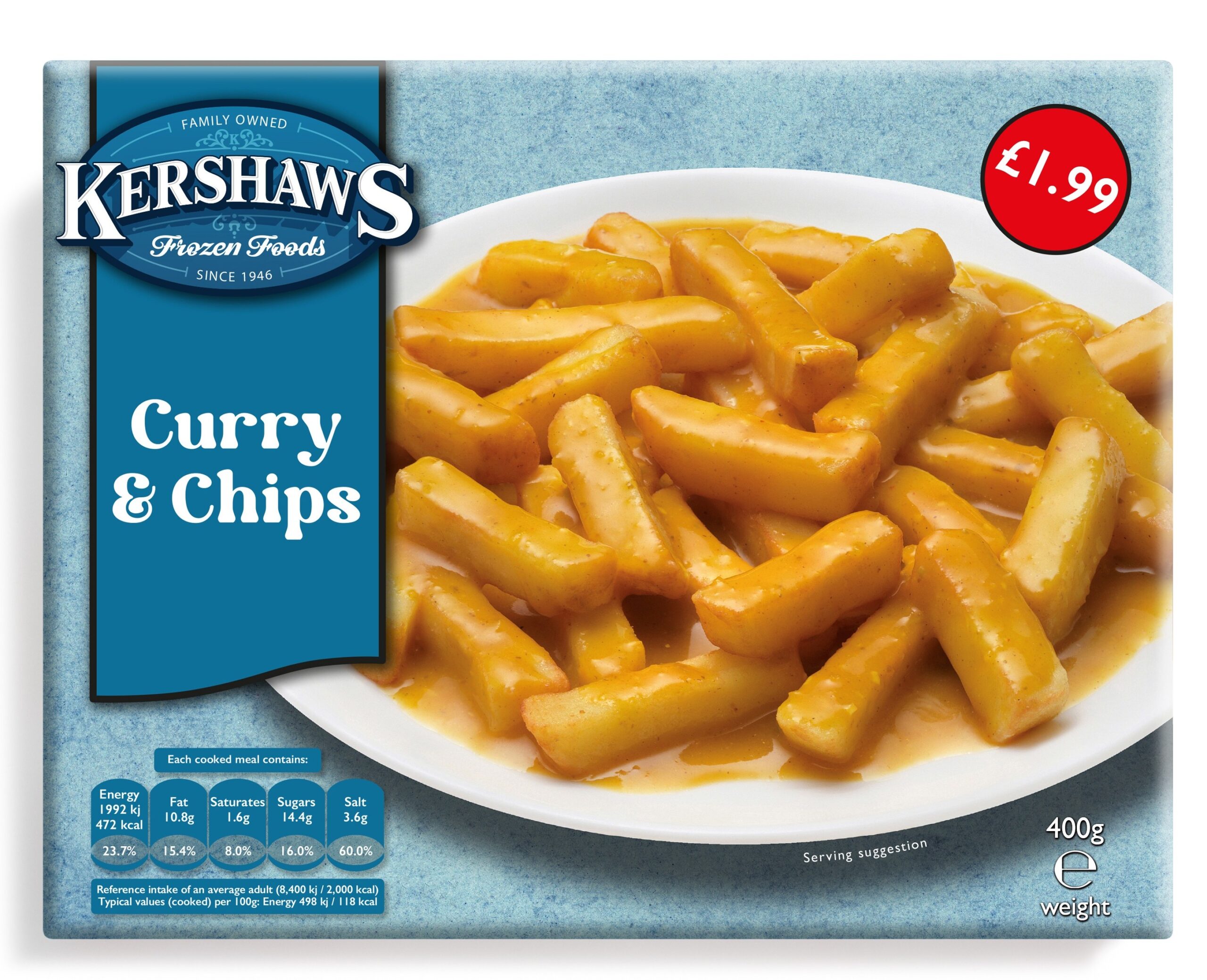12 Kershaws Chip Shop Curry & Chips £1.99 400g pack shot