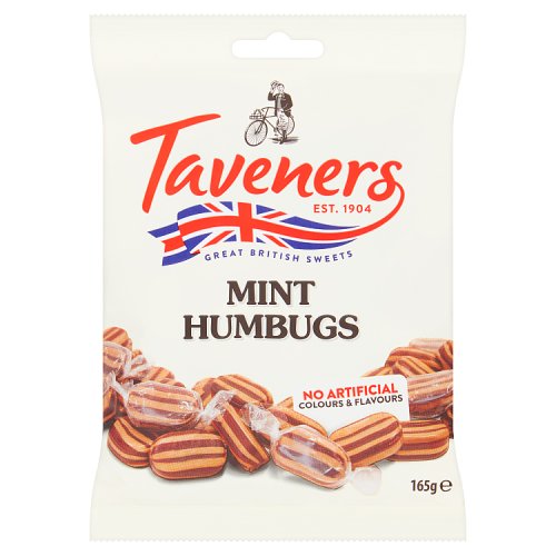 Taveners Mint Humbugs 165g pack shot