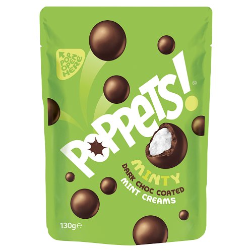 Poppets Minty Dark Choco Coated Mint Creams 130g pack shot