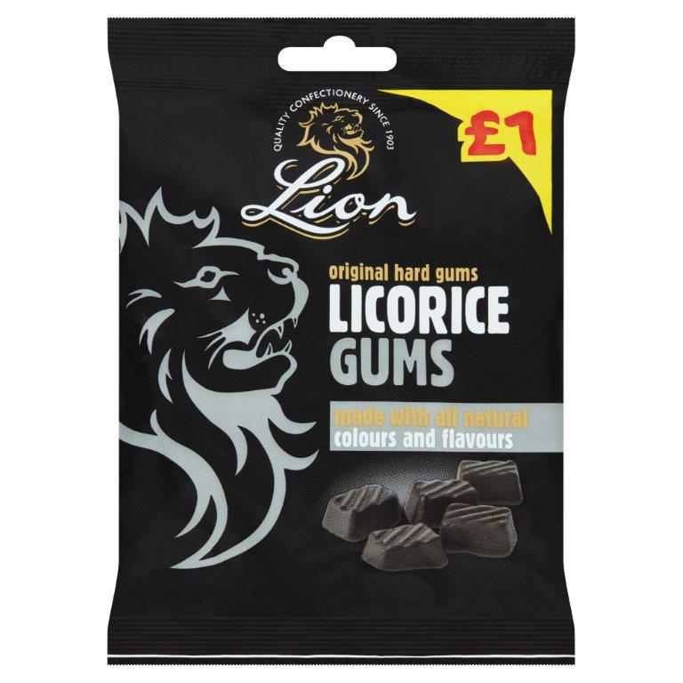 Lion Liquorice Gums PM £1.25 130g pack shot