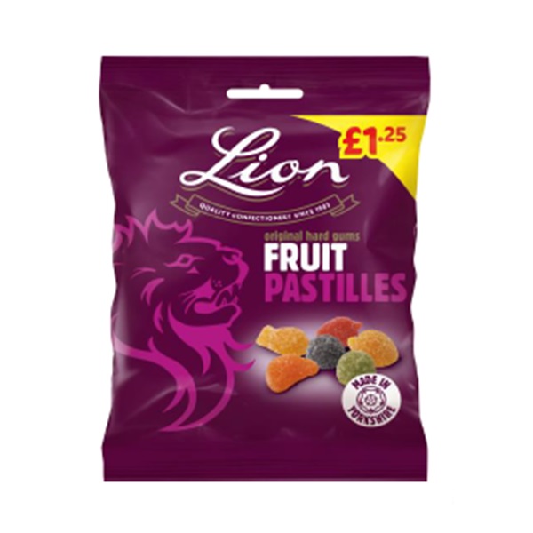 Lion Fruit Pastilles PM £1.25 130g pack shot