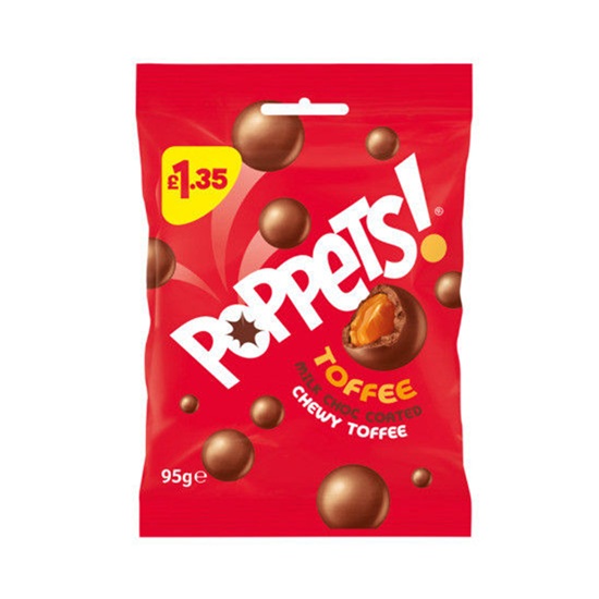 Poppets Bag Chewy Toffee PM £1.35 95g pack shot