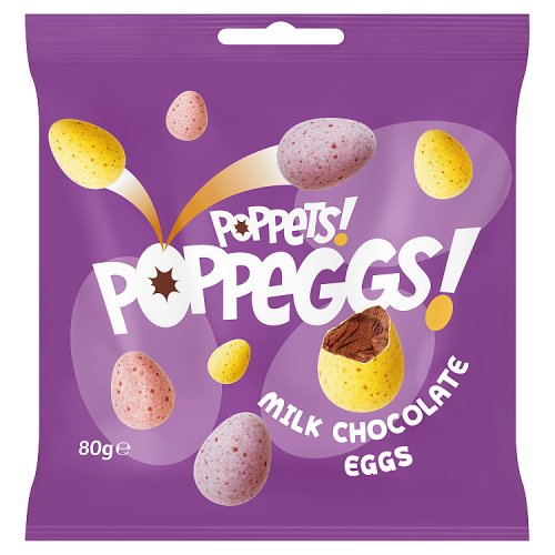Poppets Poppeggs Milk Chocolate Eggs 80g pack shot