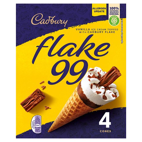 Cadbury Flake 99 Ice Cream Cones 4pk pack shot