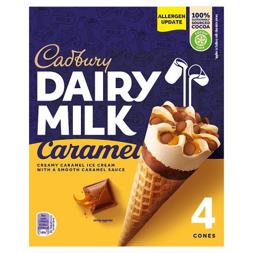 Cadburys Caramel Cones 4pk pack shot