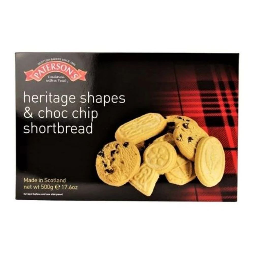 Patersons Heritage Choc Chip Shortbread Assortment 500g pack shot