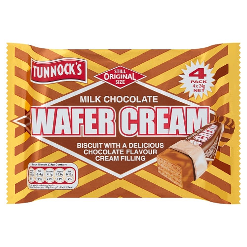 Tunnocks Milk Chocolate Wafer Cream (4 x 24g) pack shot