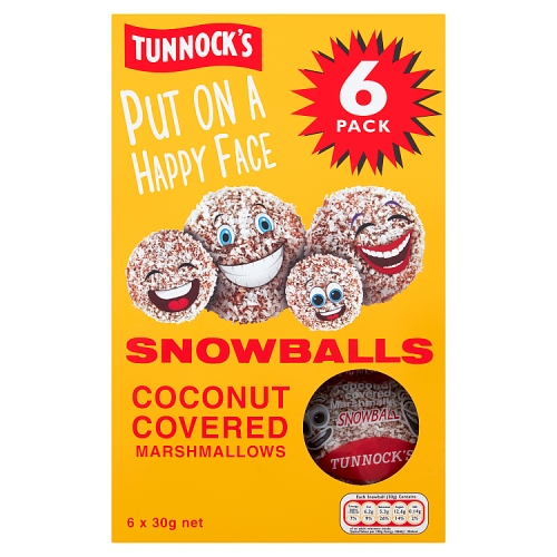 Tunnocks Snowballs Coconut Covered Marshmallows (6 x 30g) pack shot