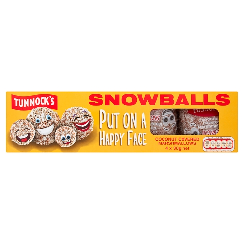Tunnock's Marshmallow Snowball 4pk (4 x 30g) 120g pack shot