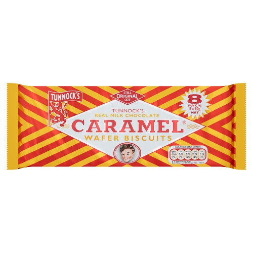 Tunnocks Caramel Wafer Biscuits (8 x 30g) pack shot