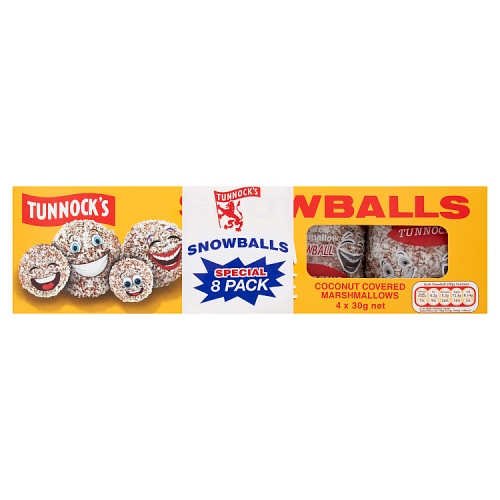 Tunnocks Snowballs Coconut Covered Marshmallows (8 x 30g) pack shot