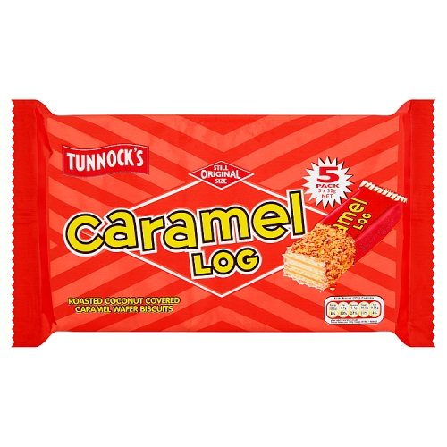 Tunnocks Caramel Log Wafer Biscuits (5 x 32g) pack shot