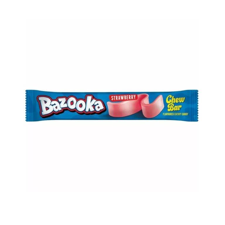 Bazooka Chew Bar Strawberry PM 60p 14g pack shot