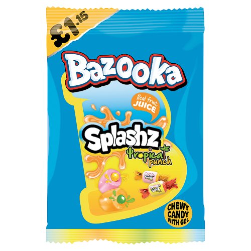 Bazooka Splashz Tropical Punch PM £1.15 120g pack shot
