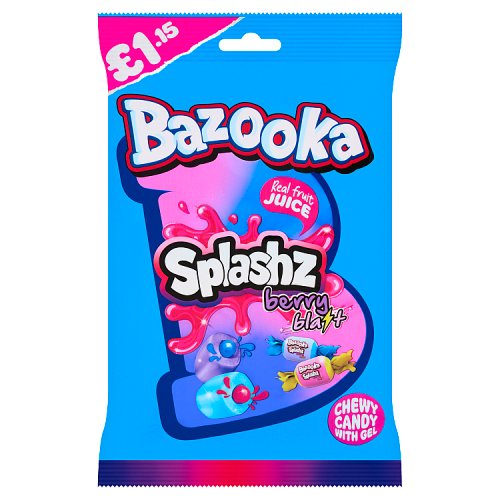 Bazooka Splashz Berry Blast PM £1.15 120g pack shot