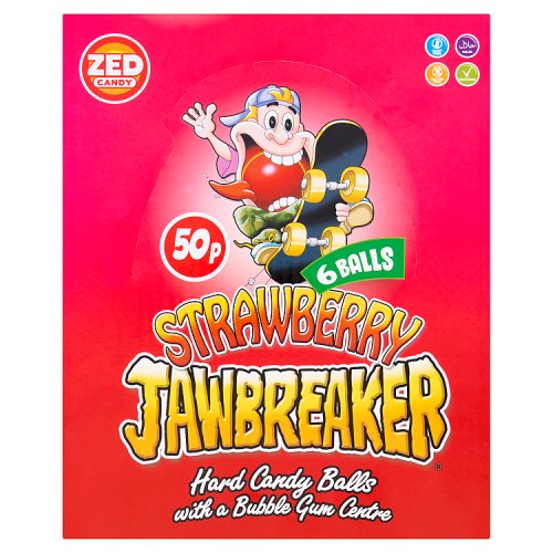 Zed Candy Strawberry Jawbreaker 6 Ball Pack 49.5g pack shot