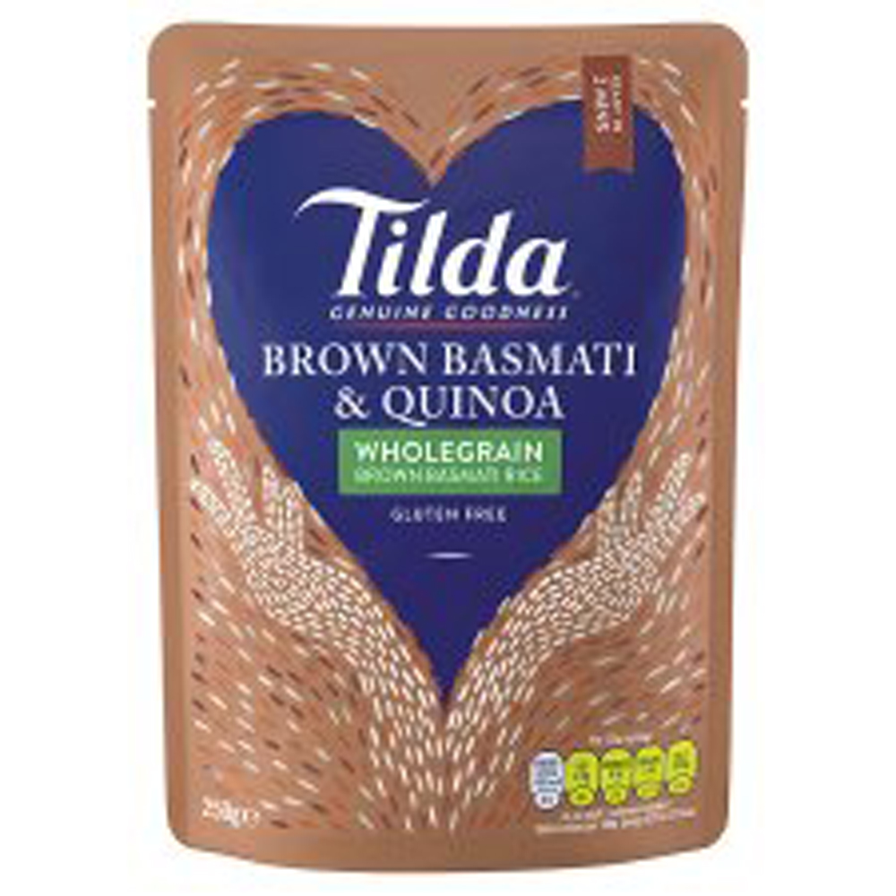 Tilda Special Steamed Basmati Brown & Quinoa Rice 250g pack shot