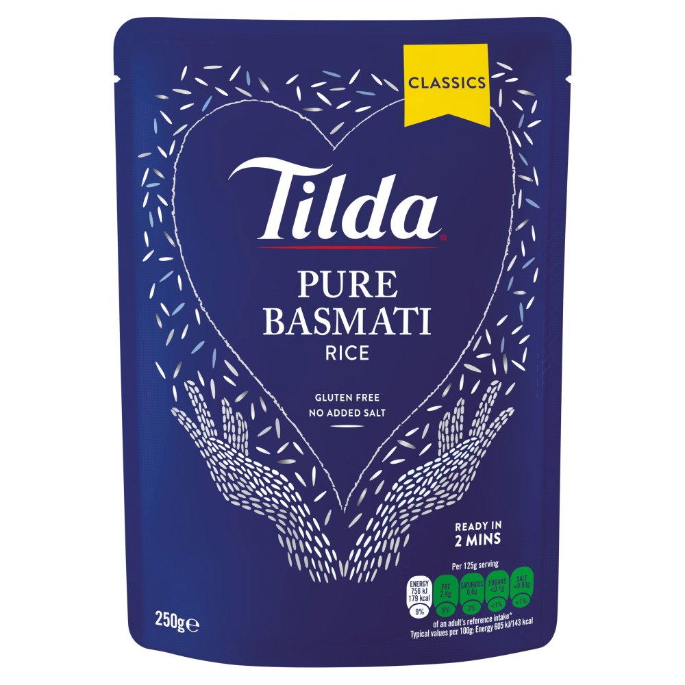 Tilda Classic Steamed Plain Basmati Rice 250g pack shot