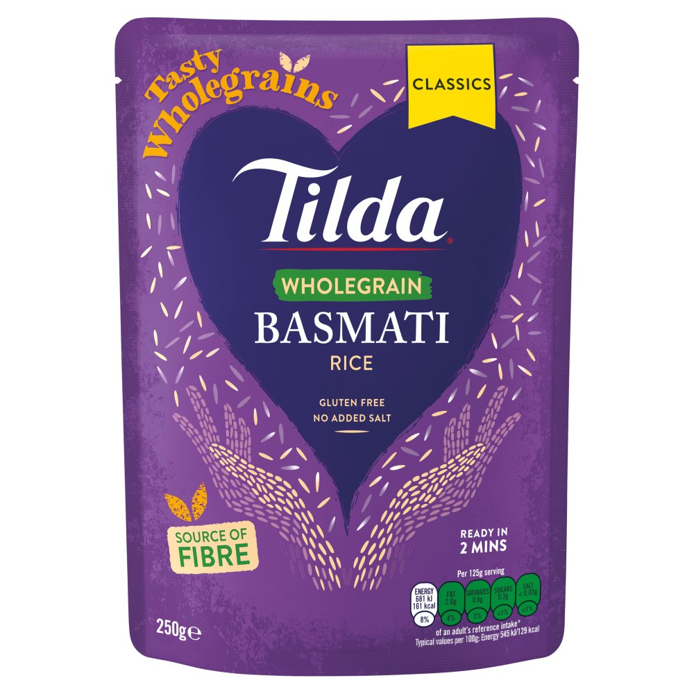 Tilda Classic Steamed Brown Basmati Rice 250g pack shot